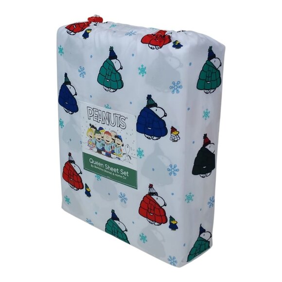 Peanuts Snoopy Igloo Holiday Queen Sheet Set By Berkshire Winter Christmas - Picture 6 of 9